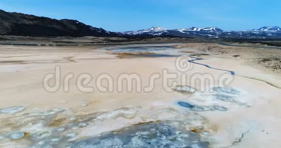 冰岛北部Hverir地热区的空中景观视频的预览图