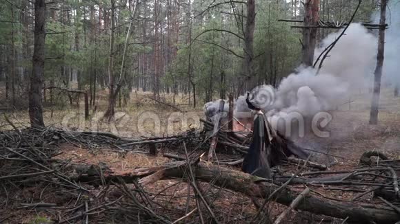 在Maleficent的形象中女孩处于烟和火的背景下视频的预览图