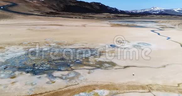 冰岛北部Hverir地热区的空中景观视频的预览图