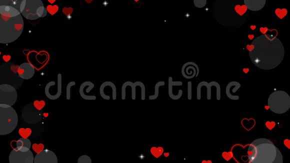 情人节的动画框架的心脏覆盖视频问候爱的心灵框架喜庆的边境装饰无缝视频的预览图