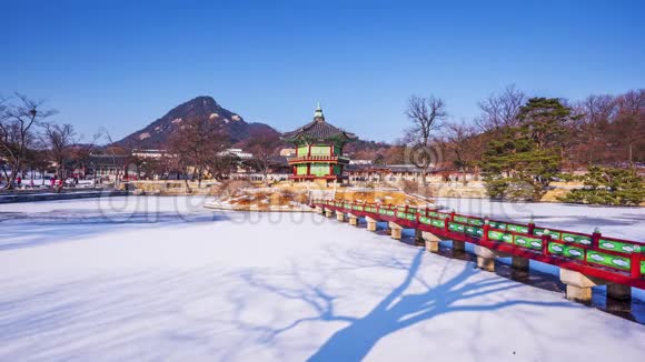 韩国首尔庆伯宫冬雪视频的预览图