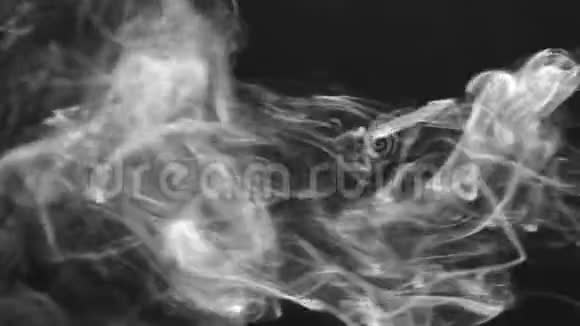 黑色背景下的白色烟雾俱乐部美丽美丽视频的预览图