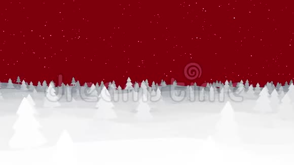 圣诞背景剪影森林红色低聚视频的预览图