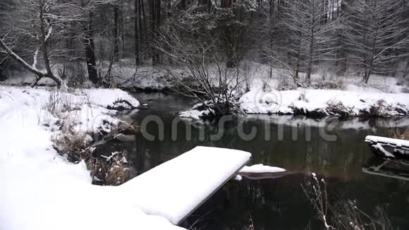 神奇的冬天河塘很漂亮视频的预览图