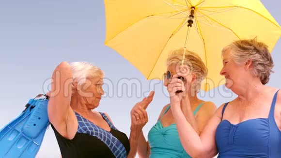 成熟的女人在伞下说话视频的预览图