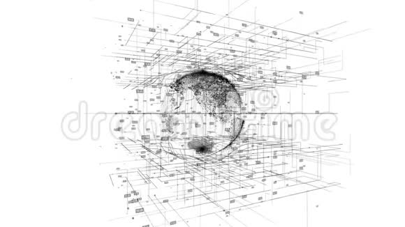 与数字地球的大数据可视化哈德网格角运动背景视频的预览图
