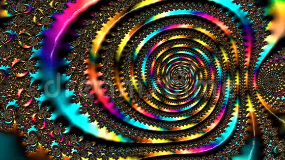 鲜艳的色彩变化抽象的螺旋纹理分形图案设计的幻想背景视频的预览图