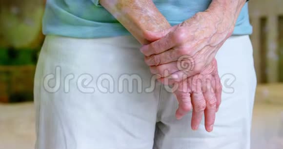 一位老妇人手牵手在家4k视频的预览图