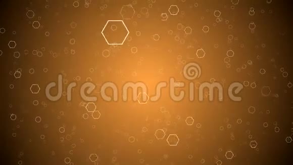 移动六边形的抽象橙色背景循环动画视频的预览图