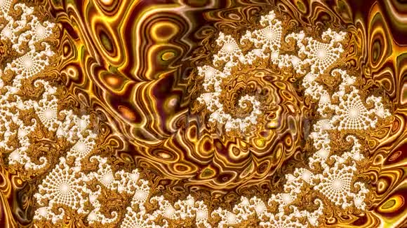 金色变幻抽象螺旋分形设计的节日艺术品视频的预览图
