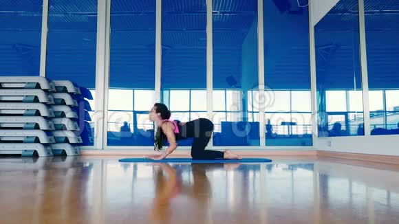 漂亮的女人在健身房锻炼身体视频的预览图