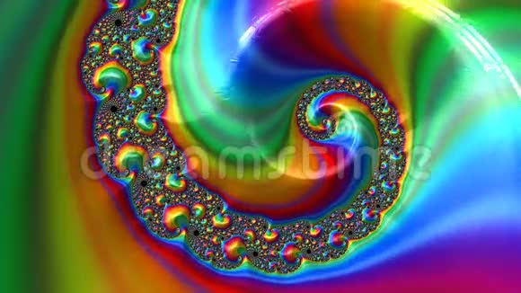 霓虹彩虹颜色变化抽象螺旋分形设计的节日艺术品视频的预览图