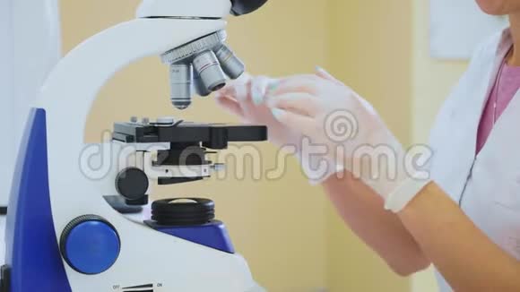兽医工作人员使用显微镜检测动物血样视频的预览图