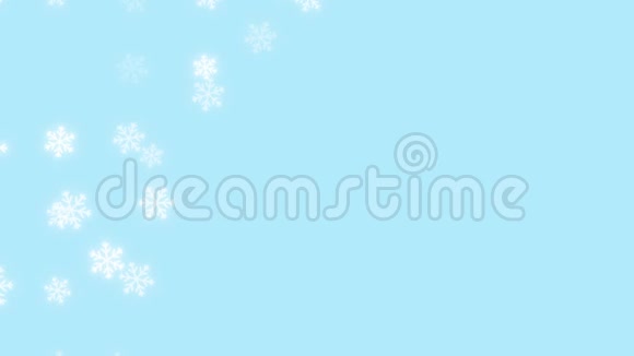 抽象循环动画蓝色背景与白色发光雪花在角落视频的预览图