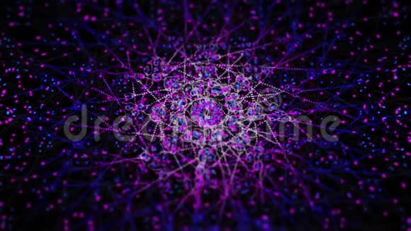 未来主义的抽象背景时髦的霓虹灯网络朋克万花筒闪烁的光粒子视频的预览图