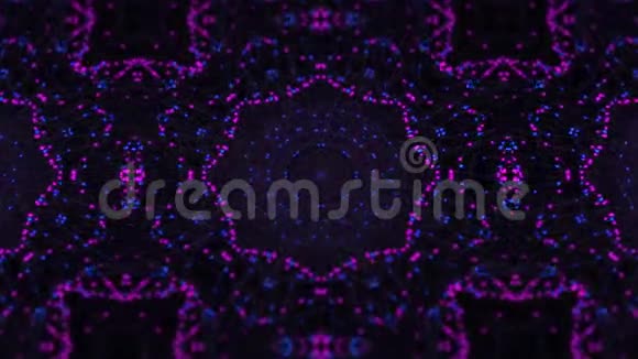 抽象运动图形趋势霓虹万花筒闪烁的彩色粒子4k视频的预览图