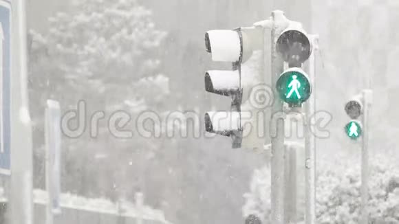 十字路口下了大雪视频的预览图