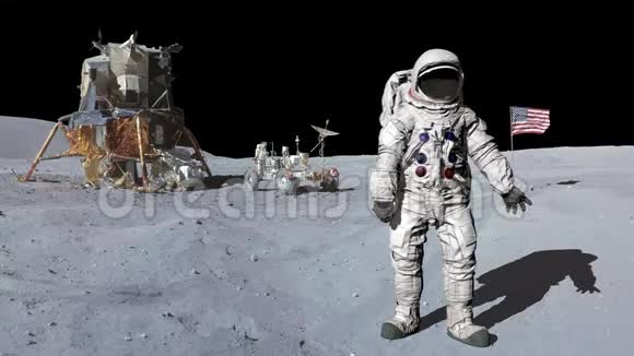 月球上的宇航员环顾四周这段视频的元素由美国宇航局提供视频的预览图