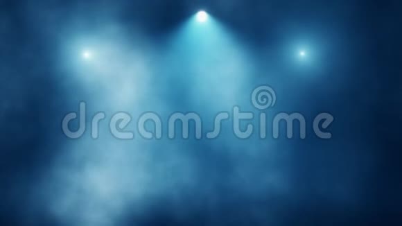 蓝色舞台灯光和烟雾VJ循环运动背景视频的预览图