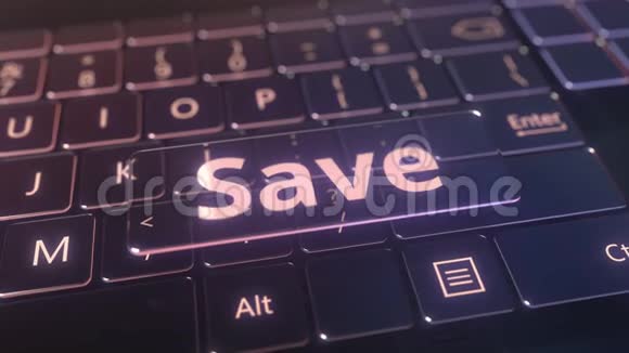 未来电脑键盘和透明保存键概念三维动画视频的预览图