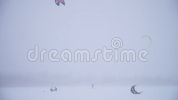 冬天的雪在冬天的田野上飞舞大雪视频的预览图