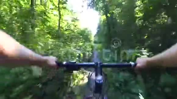 一个人骑着自行车在森林灌木丛中视频的预览图