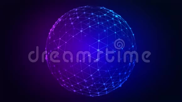 形态网络中的球体球体和空间用线条点和三角形抽象几何背景循环视频的预览图