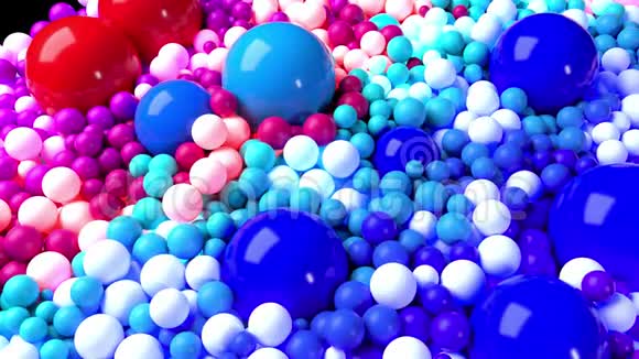 三维循环动画与明亮美丽的大小球体或球作为抽象的假日背景奥洛福视频的预览图