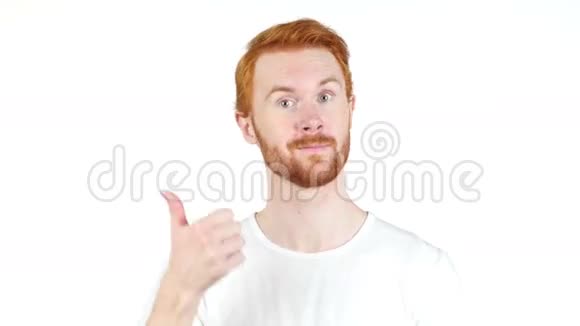 灰人竖起大拇指在白色背景上孤立视频的预览图