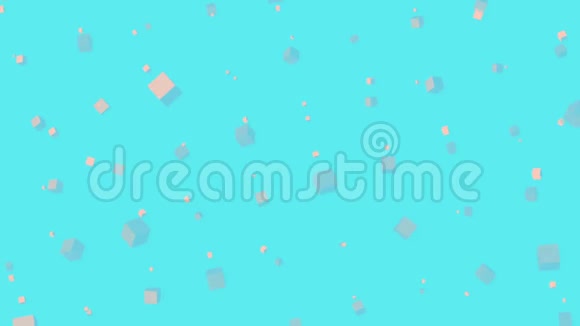 抽象全高清循环动画图案旋转立方体粉红色c的蓝色背景视频的预览图