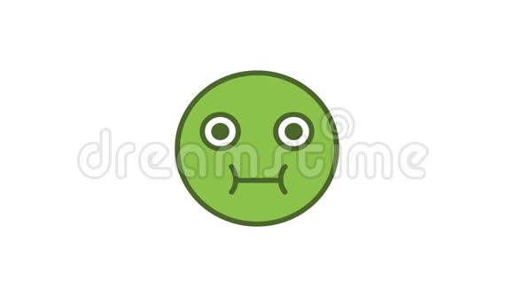 表情符号绿色恶心动画表情阿尔法通道视频的预览图