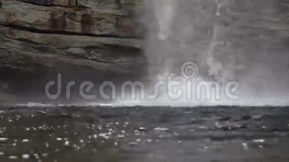 瀑布下面的水池中水的细节视频的预览图