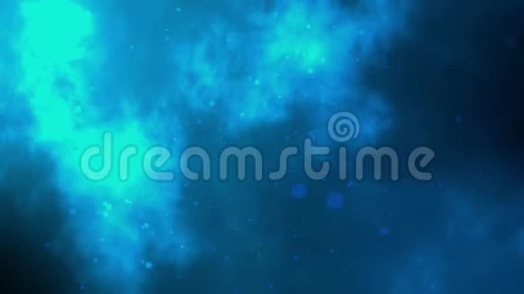 抽象蓝色空间星系背景动画和气泡粒子4K无缝循环天空动画视频的预览图