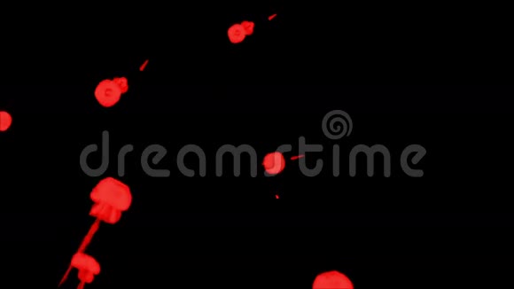 淀粉红色墨水滴在黑色背景上以达到效果三维渲染体素图形计算机模拟22视频的预览图