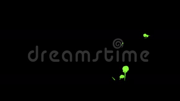 绿色墨水滴在黑色背景上以达到效果三维渲染体素图形计算机模拟31视频的预览图