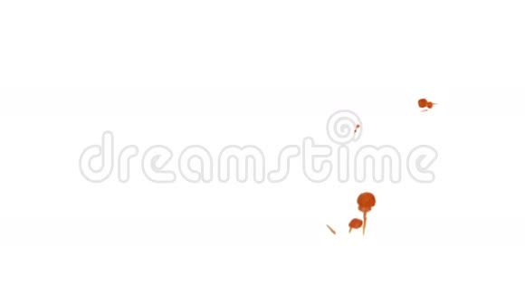 橙色墨水滴在白色背景上以达到效果三维渲染体素图形计算机模拟视频的预览图