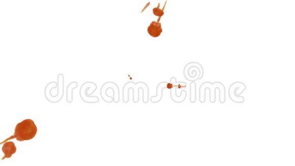 橙色墨水滴在白色背景上以达到效果三维渲染体素图形计算机模拟视频的预览图