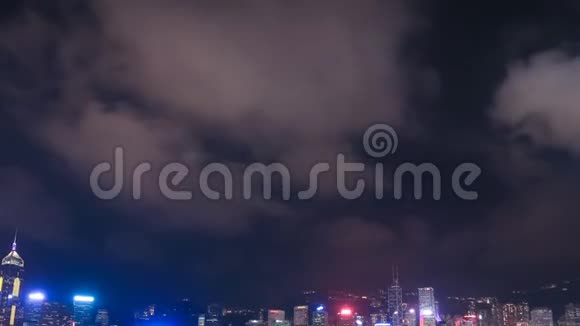 维多利亚港香港灯光交响曲的时间流逝视频的预览图