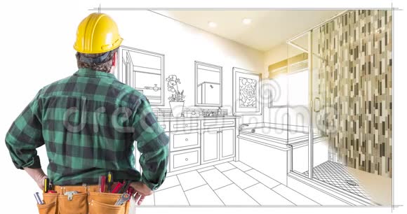 主浴室图纸刷笔笔划过渡向下和左与承包商观看视频的预览图