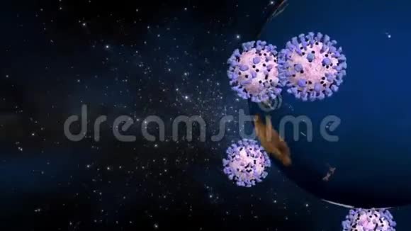 冠状病毒covid19围绕地球旋转黑色背景视频的预览图