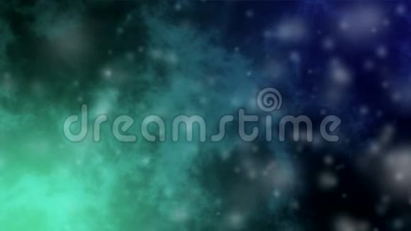 移动星云的深蓝色和浅绿色背景循环动画视频的预览图