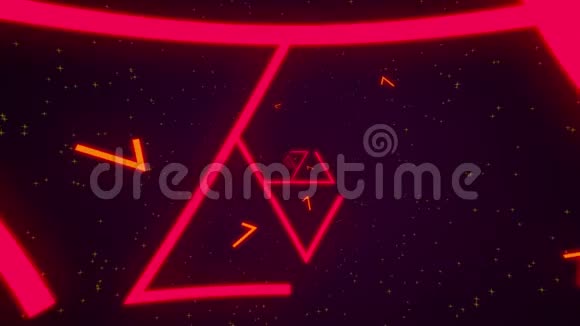 抽象三角形背景霓虹灯环动画视频的预览图