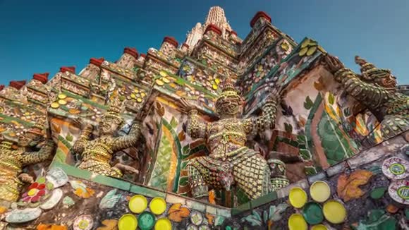 曼谷著名寺庙装饰的彩色细节泰国4k延时视频的预览图
