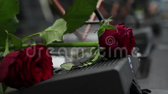 玫瑰在会议室的桌子上视频的预览图