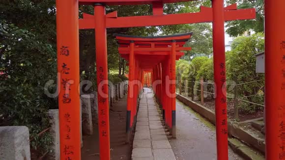 东京内祖金甲神社红色大门覆盖的令人印象深刻的道路视频的预览图