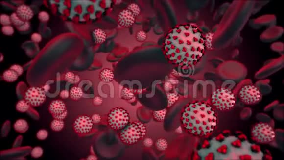 冠状病毒COVID19人血中冠状病毒颗粒的三维绘制视频的预览图