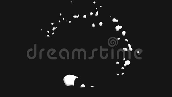 白色油漆溅出在黑色背景上移动圆圈视频的预览图
