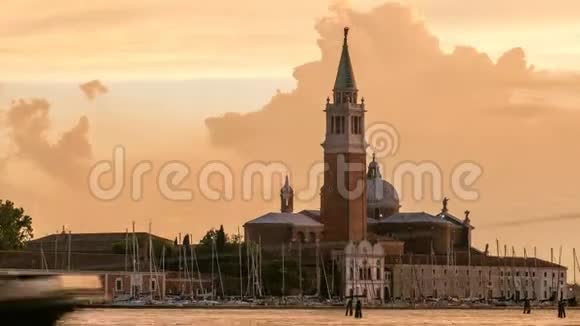 圣乔治马吉奥尔岛日落时间推移威尼斯意大利视频的预览图