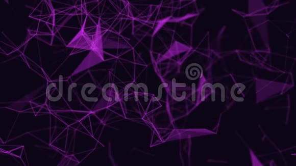 用线条和三角形抽象紫色的空间传播概念视频的预览图