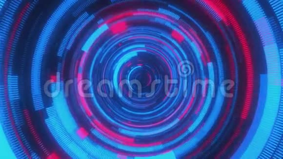 循环动画循环动画抽象背景穿过超空间红色和蓝色的圆圈视频的预览图